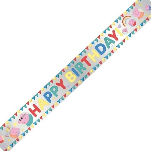 A Peppa Pig Happy Birthday Foil Banner, measuring approx. 1.8m.