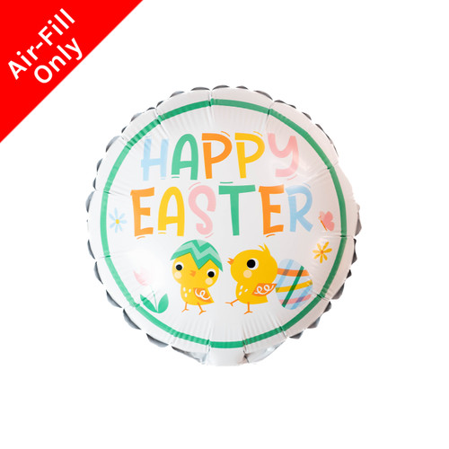 An unpackaged 9 inch Colourful Happy Easter Foil Balloon, manufactured by Unique.