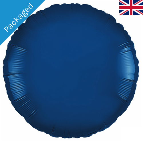 An 18" Navy Blue Round Foil Balloon, manufactured by Oaktree.