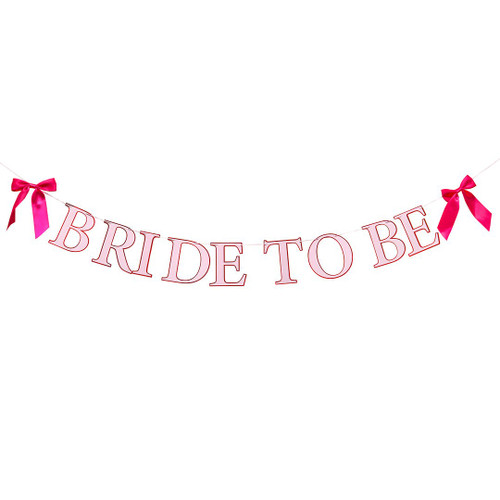 A 2m Pink Bride To Be Paper Banner With Satin Bows, manufactured by Hootyballoo.
