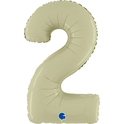 A 26 inch Olive Green Number 2 Satin Foil Balloon, manufactured by Grabo.