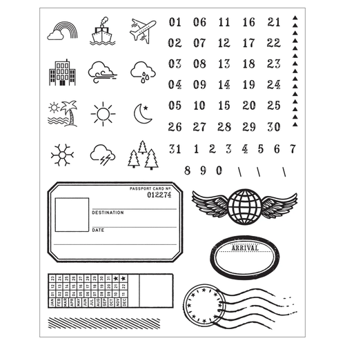 A Framelits Globetrotter's Mark by 49 & Market Clear Stamp & Die Set, manufactured by Sizzix.