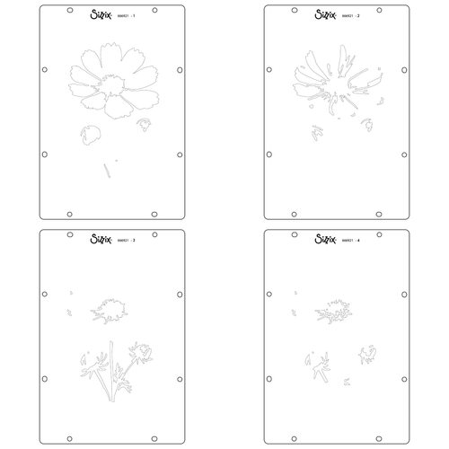 A Cosmo Flower by Willow Wolfe Layered Stencil Set, manufactured by Sizzix.