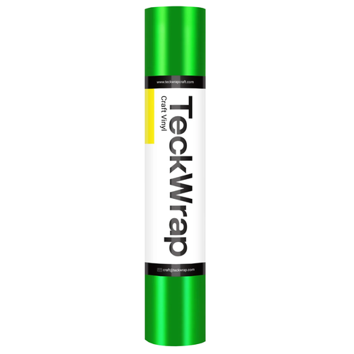 A roll of Grass Green Metallic Satin Chrome Vinyl, measuring approx. 12" x 60".