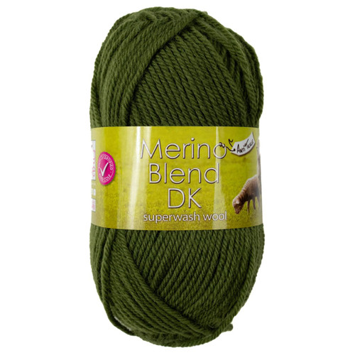 A 50g ball of Merino Blend DK Bayleaf Wool, manufactured by King Cole.