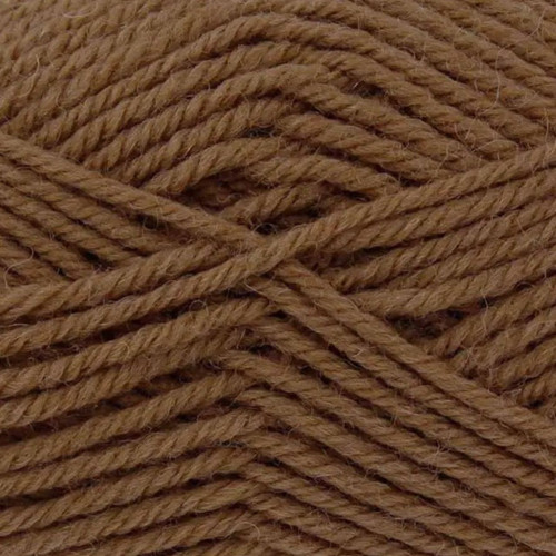 A 50g ball of Merino Blend DK Chestnut Wool, manufactured by King Cole.