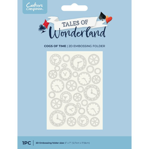 A Wonderland Cogs of Time Embossing Folder, manufactured by Crafter’s Companion.