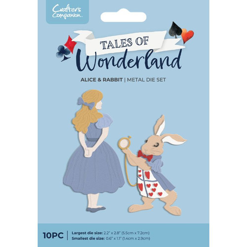 A Wonderland Alice & Rabbit Metal Die Set, manufactured by Crafter’s Companion.