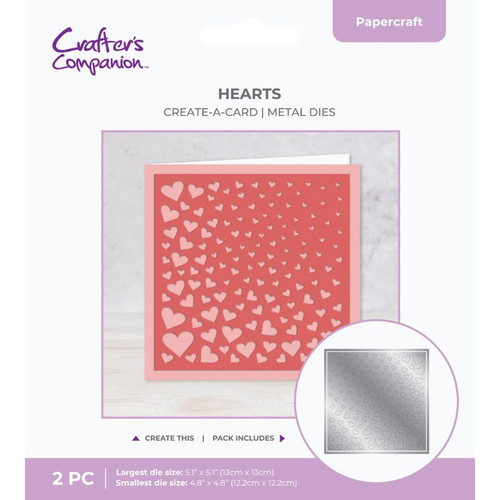 A Hearts Create-a-Card Metal Die Set, manufactured by Crafter’s Companion.