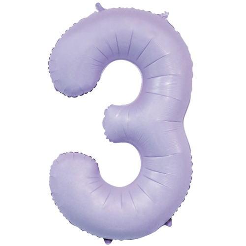 A 34 inch Matte Lilac Number 3 Foil Balloon, manufactured by Sensations.