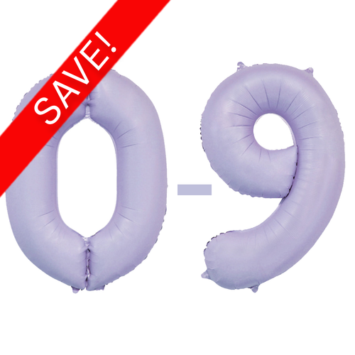 A 34 inch Matte Lilac Numbers Starter Kit, with 36 balloons included.