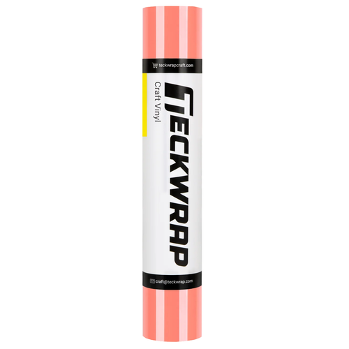 A roll of Salmon Pink Glossy Vinyl, measuring approx. 12" x 60".