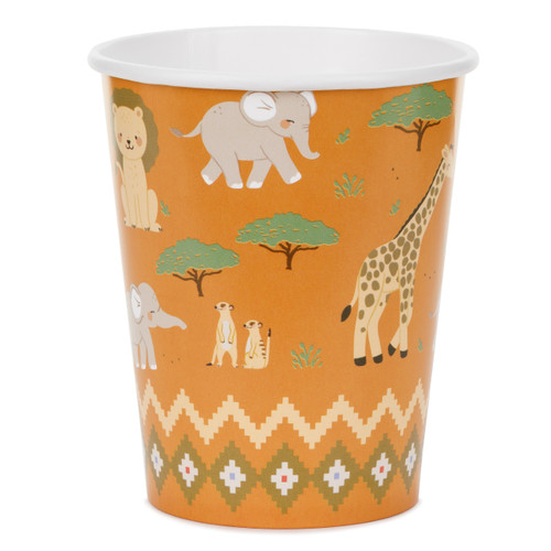 A pack of 6 Safari Paper Cups, manufactured by Partydeco.
