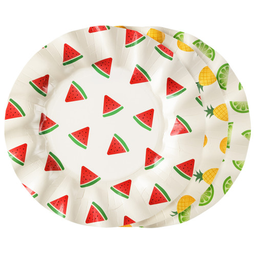 A pack of 6 Fruity Paper Plates, manufactured by Partydeco.