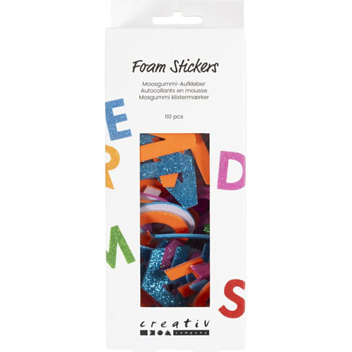 A pack of Letter Foam Stickers, containing 110 stickers.