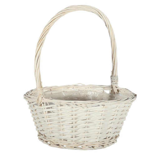A White Round Wicker Basket, measuring approx. 30cm.