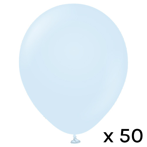 A pack of 50 12" Macaron Baby Blue Latex Balloons, manufactured by Kalisan.