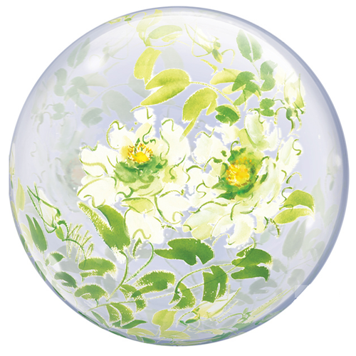 A 24" Kyoko White Rose T-Bubble Balloon.
