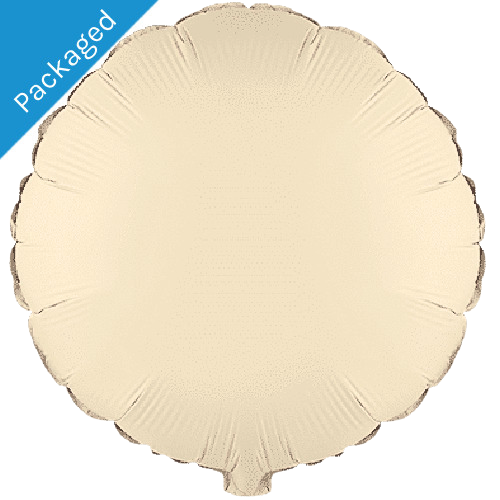 An 18 inch Matte Creamy Latte Round Foil Balloon.
