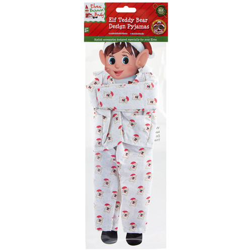 A bear printed set of pyjamas for elves.