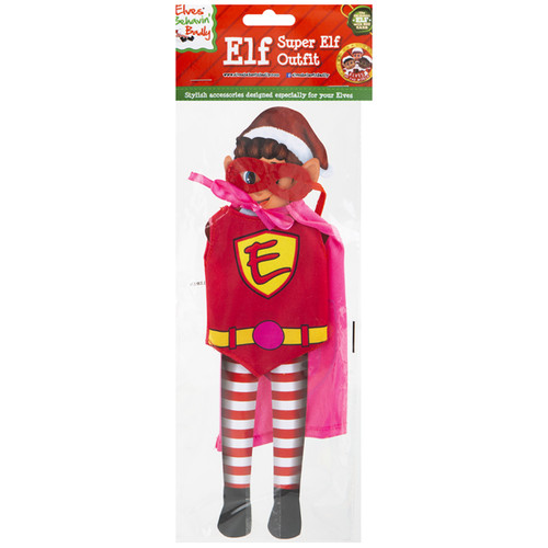 A pink superhero cape outfit for elves.