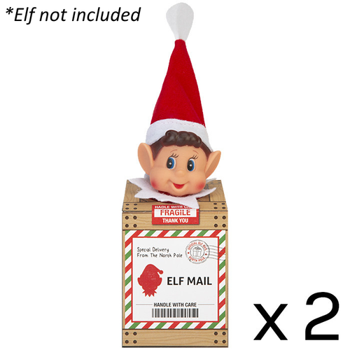 Wooden Effect Elf Arrival Boxes - 7cm x 9cm (2)