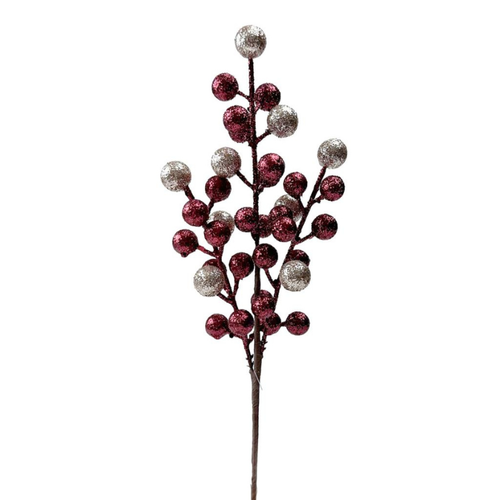 A 36cm Burgundy & Silver Glittery Ball Pick.
