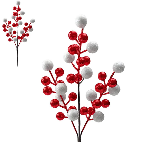 A 36cm Red & White Glittery Ball Pick.
