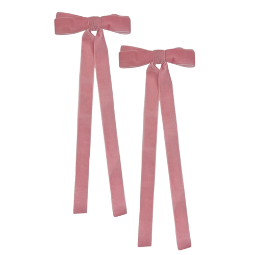 A pack of 2 33cm Pink Velvet Bows.