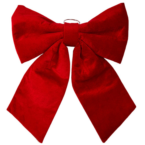 A 50cm red velvet bow hanging decoration.