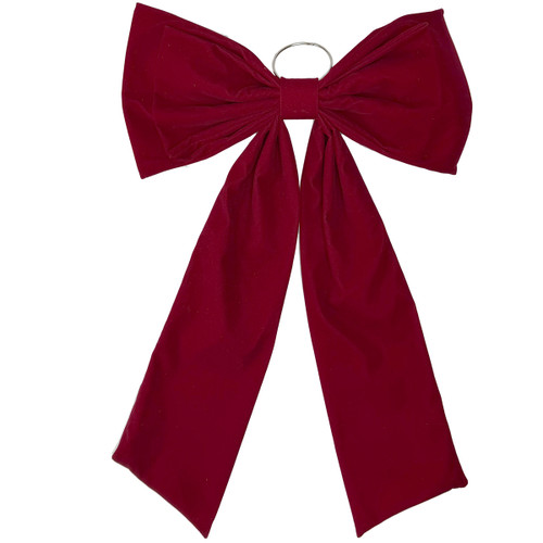 A 60cm dark red velvet bow hanging decoration.