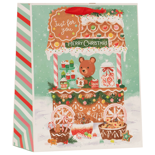 A Gingerbread Cart Christmas Large Gift Bag.