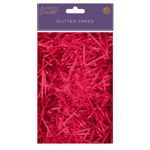 A 20g pack of Red Glitter Shred.