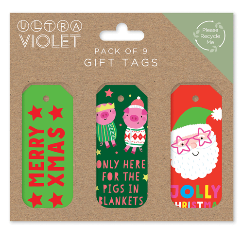 A set of 9 Christmas Kids Assorted Gift Tags.