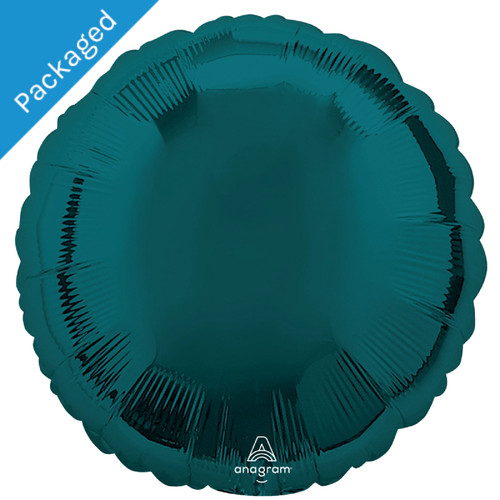 An 18" Aquamarine Round Foil Balloon, manufactured by Anagram.