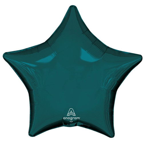 An 18" Aquamarine Star Foil Balloon, manufactured by Anagram.