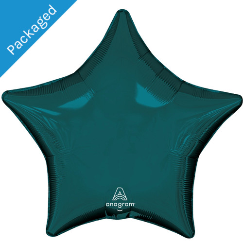 An 18" Aquamarine Star Foil Balloon, manufactured by Anagram.