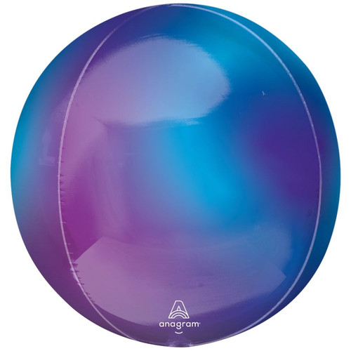 A 16 inch Orbz Ombre Blue Aura Stardust Foil Balloon, manufactured by Anagram.