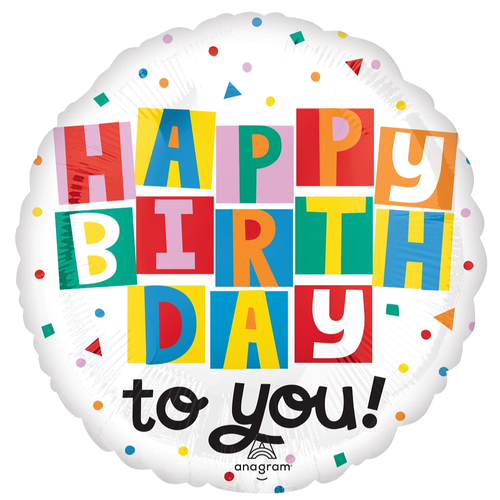An 18 inch Happy Birthday To You Foil Balloon, manufactured by Anagram.