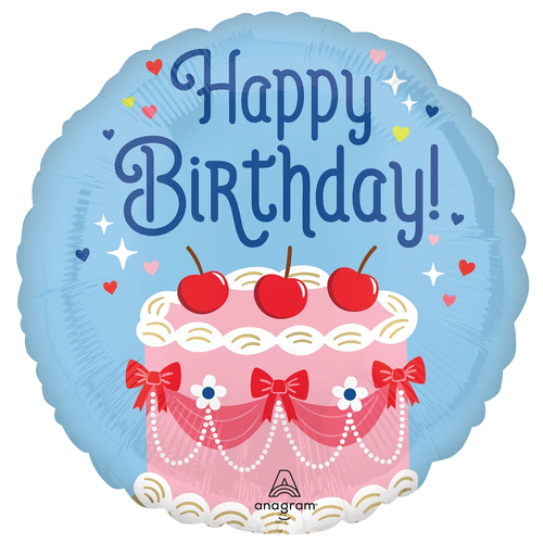 An 18 inch Happy Birthday Cherries on Top Foil Balloon, manufactured by Anagram.