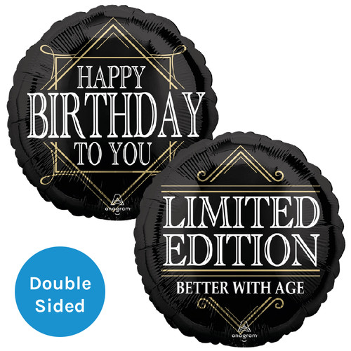 An 18 inch Happy Birthday Prime of Life Foil Balloon, manufactured by Anagram.