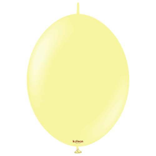 A pack of 50 12" Macaron Yellow K-Link Latex Balloons, manufactured by Kalisan.