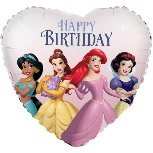 An 18 inch Disney Princess happy birthday heart foil balloon, manufactured by Folat.