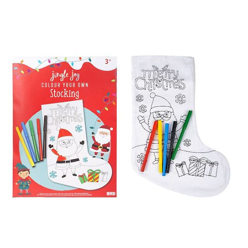 A Colour Your Own Christmas Canvas Stocking.