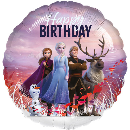 An 18 inch Frozen happy birthday foil balloon, manufactured by Folat.