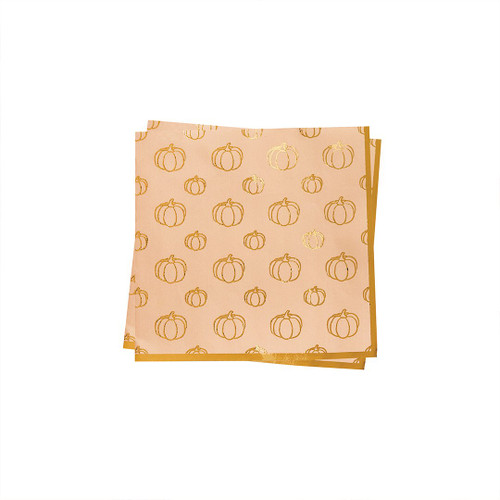 A pack of 16 Orange Pumpkin Paper Napkins.