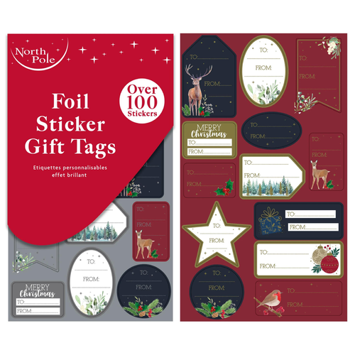 A set of 100 Christmas Traditional Nature Gift Labels.