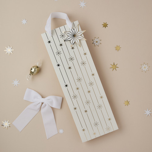 A White & Gold Star Bottle Gift Bag.