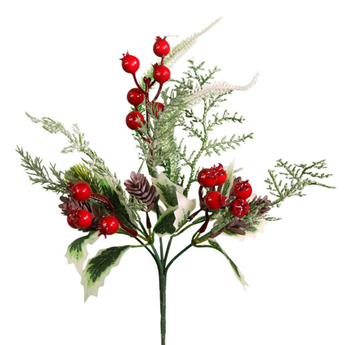 A Christmas Holly & Red Berry Spray.
