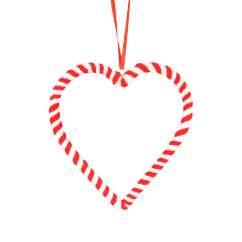 A Red & White Striped Hanging Heart, measuring approx. 15cm.